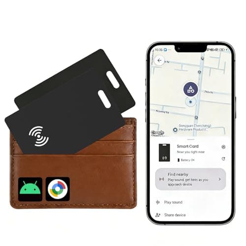 Wallet Tracker Card Android Rechargeable Tracker Tag, Works with Google Find Hub App (Android Only), 1.8mm Ultra Thin, Wireless Charge, IP68 Waterproof, for Wallets/Passports/Keys/Luggage, 2 Pack