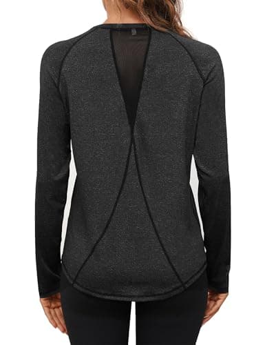 Gyabnw Womens Sports Top UPF 50+ Sun Protection Long Sleeve Quick Dry Black
