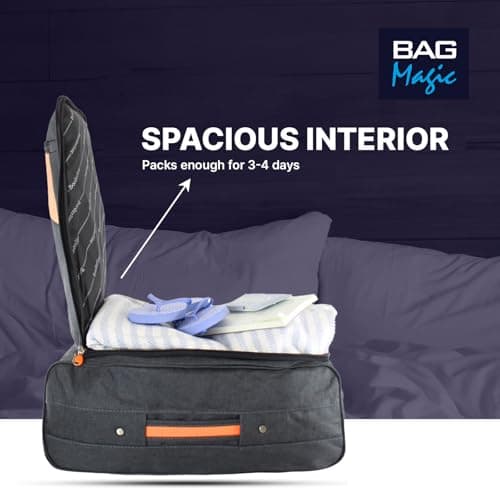 Bordlite 50x35x20cm Soft Cabin Bag – Lightweight Underseat Hand Luggage Suitcase with Wheels & Extendable Handle – Fits Ryanair, EasyJet, BA & More, 35L Capacity - Grey/Orange — view 5