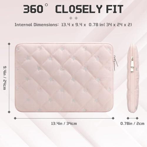 HEDUGO 13 14 inch Laptop Sleeve Bag Portable Laptop Case Soft Lining Carrying Case Padded Computer Pouch Cover Compatible with 13 Inch MacBook Air/Pro 14 Inch MacBook Pro, Pink — view 4