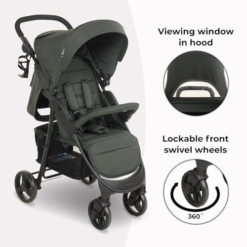 My Babiie MB30 Pushchair – from Birth to 4 Years (22kg), Easy Compact Fold, Large Shopping Basket, Adjustable Handle, Stroller Includes Cup Holder, Rain Cover – Forest Green — view 5