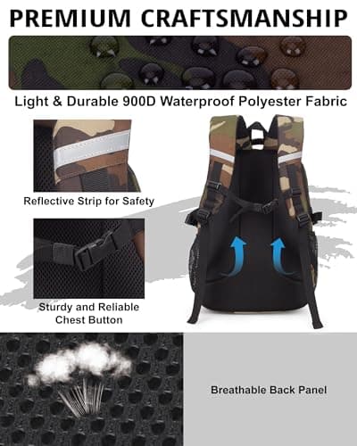 30L Tactical Camo Backpack for Boys 900D Military Schoolbag with 4 Pockets — view 4