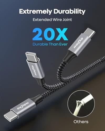 eyjiew USB C Charger Cable 0.5M 5Pack, 50CM Short USB to USB C Cable — view 5