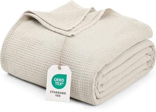 Utopia Bedding Waffle Weave Summer Blanket, (Khaki, Throw -127x152 cm)