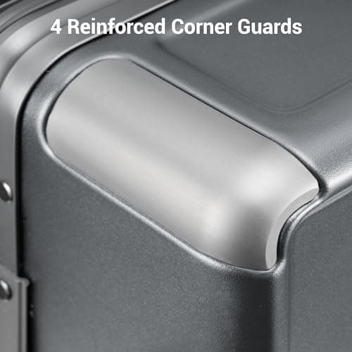 LEVEL8 Zipperless Luggage Carry on Suitcase with Aluminum Frame 20 Inch Trolley PC Hardside Spinner Suitcase Double TSA, Hegent Series,Grey — view 4