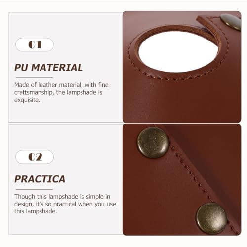 LIGHTAOTAO Portable Pu Lampshade Brown Light Bulb Cover with Easy to Use Design for Outdoor and Indoor Camping, Retro Style Small Lampshade Suitable for Travel and Night Light — view 3