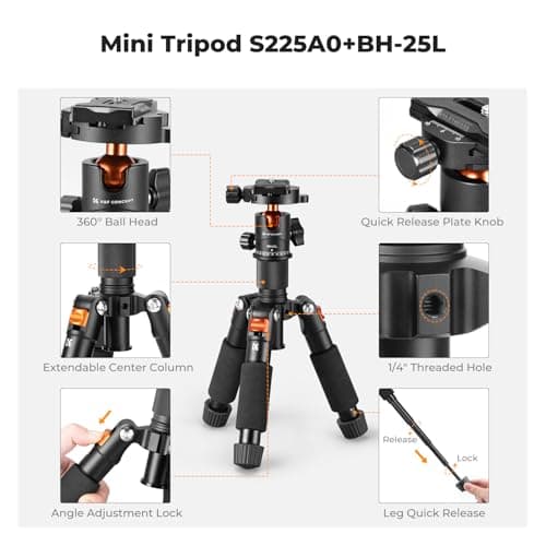 K&F CONCEPT Mini Camera Tripod, 20.5"/52cm Compact Desktop Tripod — view 3