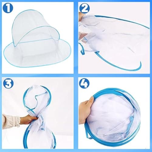 Pop up Mosquito Net, Travel Mosquito Nets, Mosquito Net Travel, for Camping and Outdoor Use, Lightweight Single Bed Mosquito Nets, 140 * 80 * 56cm, Blue ﻿ — view 3