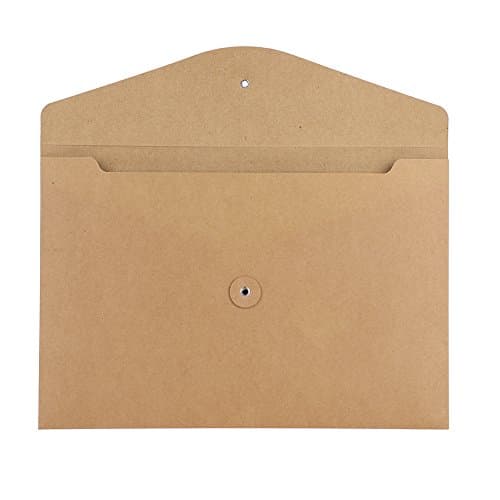 10pcs A4 Kraft Wallet Folders Envelope File Folders Documents Paper Portfolio File Bag Pockets Paperwork Organiser Storage Bag Pouch with String Fastener Closure for Office School Home — view 3