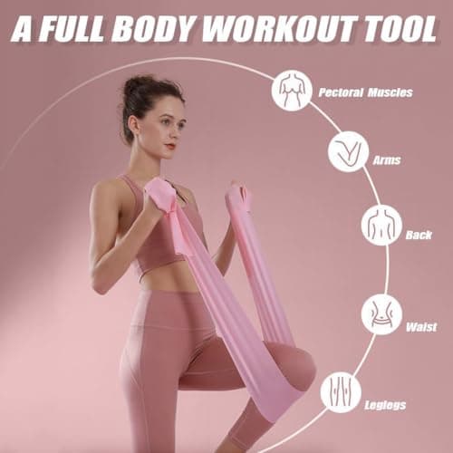 3Pcs Resistance Bands Set, Long Stretch Resistance Exercise Bands with 3 Resistance Levels,Workout Bands for Women Men, for Yoga, Pilates,Gym Strength Training and Physiotherapy (Pink, Purple, Blue) — view 6