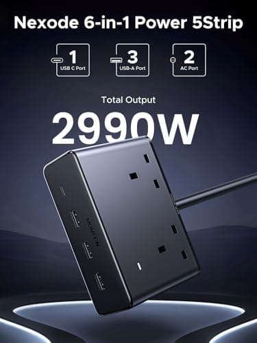 UGREEN Extension Lead 1.5M, 2 Way Power Strip with 4 USB Ports — view 2