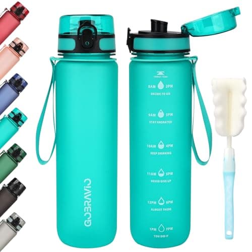 Gobravio Water Bottle 1l BPA Free Sports Bottle Leakproof Dishwasher Safe for Teenager, Adult, Sports, Hiking, Gym, Outdoor, School & Office
