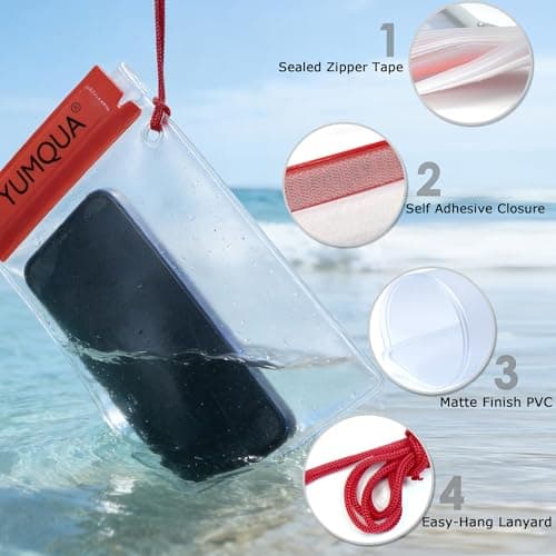 YUMQUA Waterproof Bag, Waterproof Pouch Dry Bag for Document Map Camera Tablet Phone Holder, Set of 3, Red — view 3