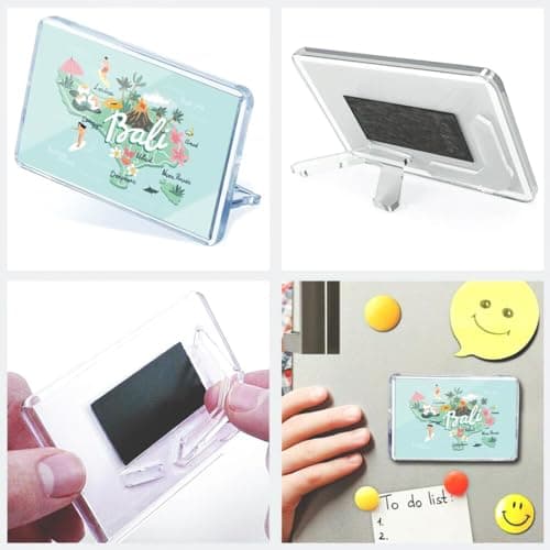 Classic Rectangle Magnet with Stand - Bali Floral Summer Adventure Travel - Fridge Locker Office Whiteboard Toolbox #57278 — view 2