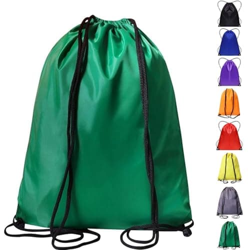 WESTWOOD FOX Drawstring Gym Bag String Bags Gym Sack Backpack PE Bags for Women Men Trainer Swimming Bag Travel Beach School Holidays Suitable for Sports,kids,Boys,Girls (Green)