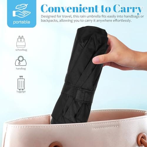 VILLFUL Compact Black Folding Umbrella Automatic Windproof Travel — view 3