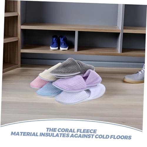 BESPORTBLE 6 Pairs Washable Coral Fleece Hotel Slippers for Guests Non-slip Closed-toe Indoor Slippers in Multiple Colors Warm Comfortable Footwear for Travel Spa and Guest Rooms — view 4