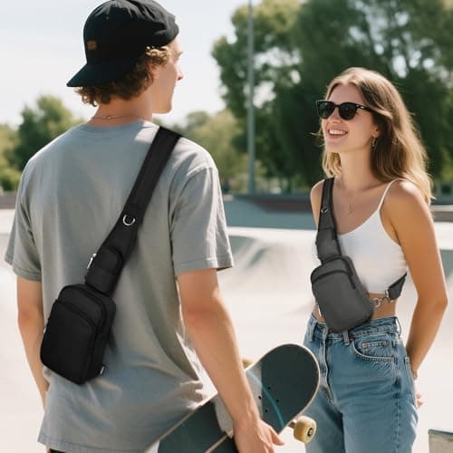 BROADREAM Small Sling Cross Body Chest Bag Shoulder Bags for Men Women,Water Resistant Crossbody Man Bag with Zipper Lock & RFID Blocking — view 2
