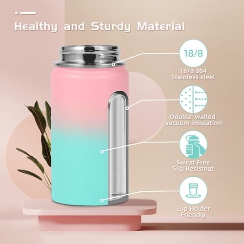 Volhoply 410ml 14oz Water Bottle with Straw Lid and Silicone Boot Bulk 2 Pack,Stainless Steel Insulated Tumbler for Boys & Girls Multipack,Double Wall Vacuum Leakproof Kids Bottles(Mix,2) — view 3