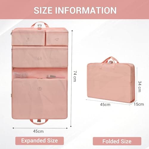 Kono 6-in-1 Compression Packing Cube Expandable Suitcase Organiser (Pink) — view 2