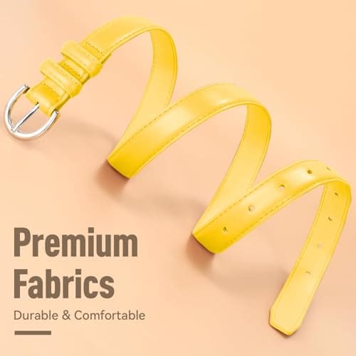 VONMELLI Women's Leather Belt For Jeans Dresses Adjustable Vintage Waist Belts For Women Fashion Leather Belt Classic Ladies Belts With Single Prong Buckle Yellow M — view 2