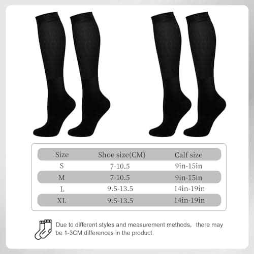 Colexy 6-Pack Compression Socks for Women & Men, Elastic Support Stockings, Graduated Support, Non-Slip, Breathable, Ideal for Running, Sports, Travel (Black, S/M, L/XL) — view 4