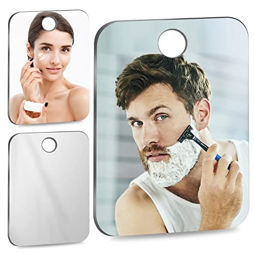 Fogless Shower Mirror for Shaving Men - 2 Pack (6x4) Small Anti-Fog Shatterproof Acrylic Bathroom Mirror, Unbreakable Travel Camping Wall Hanging Fog Free Handheld Mirror
