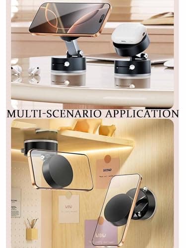 Woolcar Magnetic Phone Holder, 360° Adjustable Woolcar- Wool Car Phone Holder, Portable Dual-Sided Magnetic Suction Vacuum Phone Stand, Retractable Magnetic for All Phones-Black (Black) — view 4