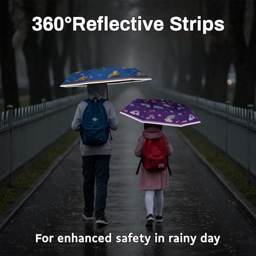 omedecal Automatic Folding Umbrella for Kids Girls & Boys, Excavator — view 3