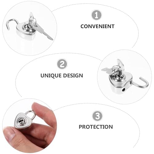 12pcs Heart Shaped Suitcase Padlock with Keys, Iron Silver — view 6