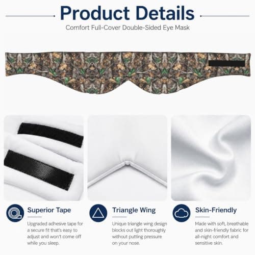 Cold Tree Camouflage Print Sleep Mask Wide Wraparound Reversible Light Blocking Travel Fit — view 4