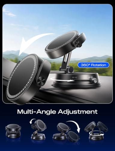 MAGIC JOHN Vacuum Magnetic Phone Holder for Car, [Strong Suction+22xN55] Car Mount, Car Phone Holder Magnetic on Mirror, Smooth Surface, Windscreens, for Car/Office/Kitchen — view 3