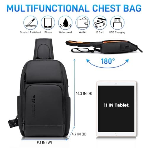 FENRUIEN Sling Chest Bag Holiday Essentials Cross Body Shoulder Bag for Men — view 6