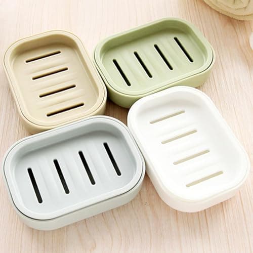 Soap travel case ，Plastic Soap Dish with Drainage,Soap Dishes Holder for Bathroom Shower，Keep Soap Dry and Easy Cleaning soap holder travel(White) — view 6