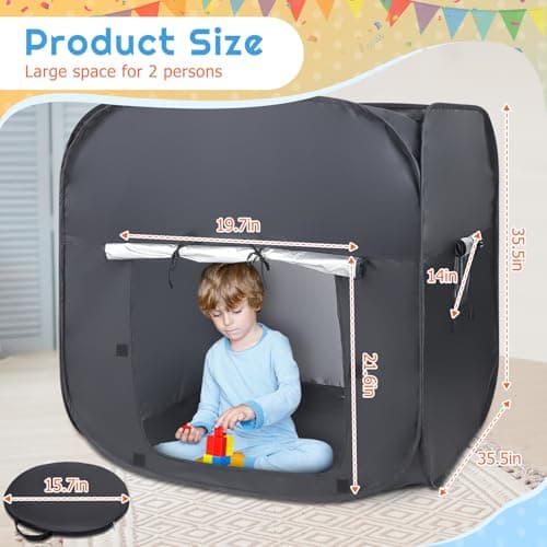 Sensory Tent, Pop-Up Tent for Kids, Blackout tent | Calm Down Tent for Children to Play and Relax, Waterproof Collapsible with Side Window 35.5in*35.5in Help with Autism, SPD, Anxiety & Improve Focus — view 2