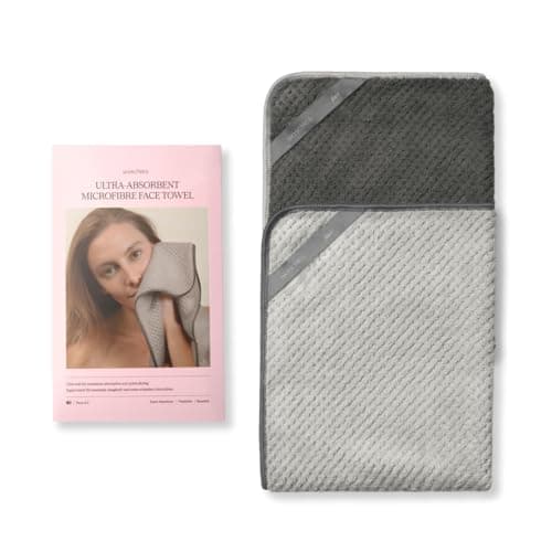 waschies Ultra Absorbent Microfibre Face Towel - Set of 2 Dark Grey/Dove Grey - Quick Drying and Super Soft - Ideal for Daily Care, Travel and Fitness - For All Skin Types