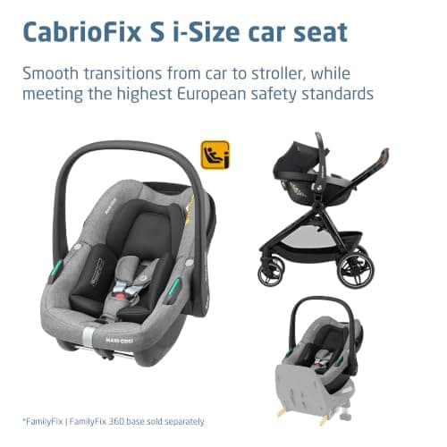 Maxi Cosi Zelia Select Trio, Baby Stroller 3 in 1 with Car Seat, 0-4 Years (0-22 kg), One-Hand Fold, Compact and Reversible Pushchair Travel System, with CabrioFix S i-Size Baby Car Seat, Grey — view 4