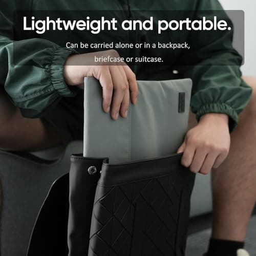 ARZOPA 16.1" Portable Monitor Sleeve Bag PU Leather Storage Case for Travel Monitor Laptop, Waterproof Material, Bottom Layer Material, Soft Lining, Can Be Rolled Up For Storage, Easy To Carry (Grey) — view 6