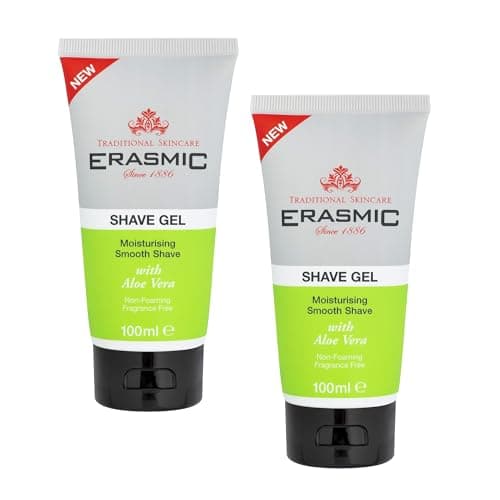 Erasmic Shave Gel for Men with Aloe Vera – Hydrating Shaving Gel for Sensitive Skin, Anti-Irritation Formula, Travel Size 100ml, 2 Pack + Cheeroo Magnet