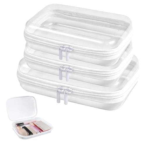 Clear Hard Shell Zipper Cases, 3 Pcs Waterproof Clear Travel Toiletry Bag