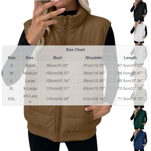 Keepink Ladies Padded Gilet Zip Up Bodywarmer High Neck Winter Layer Coats — view 4