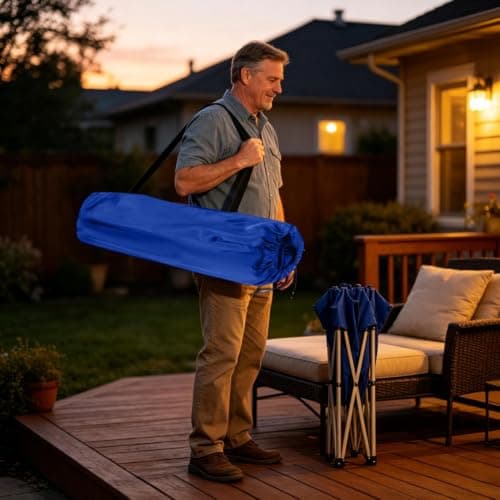 Portable Chair Bag Storage Bag with Adjustable Shoulder Strap, blue, See — view 2