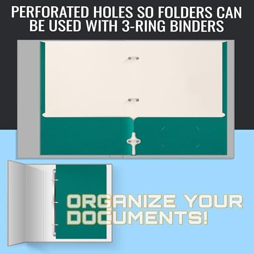 Two Pocket Portfolio Folders, 50-Pack, Teal, Letter Size Paper Folders, by Better Office Products, 50 Pieces, Teal — view 5