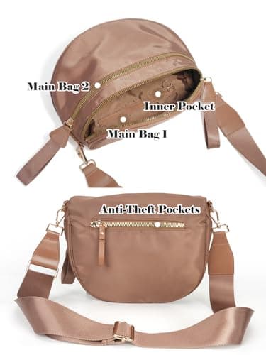 Pure Colour Crossbody Bag Bum Bag for Women,Spacious Purse Fanny Packs Belt Bag,Oversized Bum Bag, Colour Bum Bag-Coffee, 11.0 Inches X 8.6 Inches X 4.5 Inches, Casual — view 4