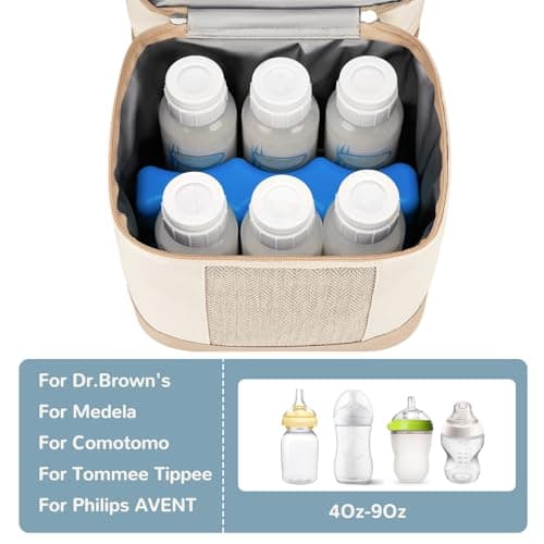 Mancro Double Layer Breastmilk Cooler Bag Fits 6 Bottles Breast Pump — view 5