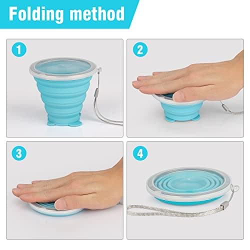Silicone Collapsible Cup, Travel Foldable Cup with Plastic Sealing Lid — view 5