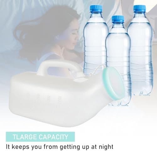 Urine Bottles Male Spill Proof Urine Bottle Male Urinal Bottles for Men 1000mL Thick Plastic Pee Bottle for Men Portable Urinal Bottle with Lid for Hospital Elderly Travel Bottle and Emergency — view 6