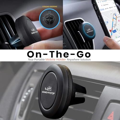GRAND PITSTOP Universal Magnetic Air Vent Mount Car Mobile Holder Claw Grip Holder Sturdy Super Strong Magnetic Hold 360° Rotational Black — view 4