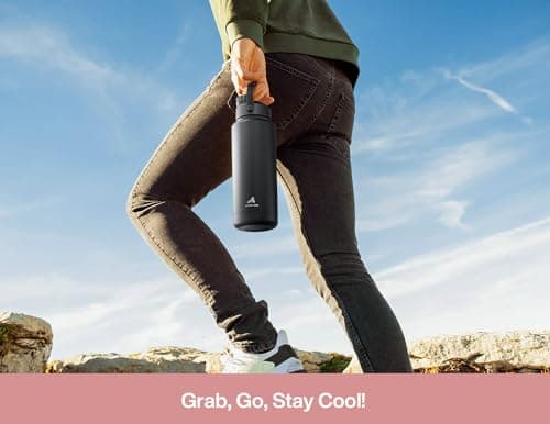 POWCAN Insulated Water Bottle with 2-in-1 Straw and Spout Lid, Keep Cold 24H, Leak-Proof, Fits in Car Cup Holder, Stainless Steel Water Bottle for Sports, School, 946 ml, Cotton Candy — view 6