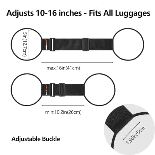 BILIONE Add a Bag Luggage Straps 2 Pack, Adjustable Bungee Elastic Belt — view 3